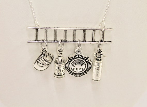 Fireman Ladder Charm Pendant on Silver Chain Necklace, Gift For Her, Fireman Wife, Fireman Mom, Gift For Mom, Valentines Day Gift