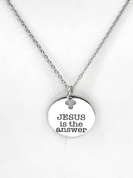 Christian Jewelry, Christian Gifts, Christian Necklace, Religious Jewelry, Jesus Is The Answer Necklace, Religious Gift, Religious Necklace