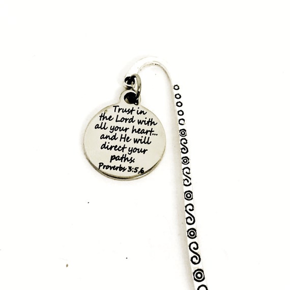 Bookmark Gift, Trust In The Lord With All Your Heart Bookmark, Bible Bookmark, Journal Gift, Planner Accessories, Baptism Gift