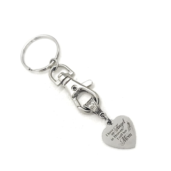 Mom Keychain, I Have An Angel In Heaven I Call Her Mom Keychain, Keychain Gift, Mom Memorial, Memorial Gift, Remembering Mom
