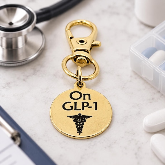On GLP 1 Medical Notice Goldtone Clip On Charm
