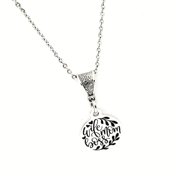 Wife Mom Boss Necklace, Wife Gift, Mom Gift, Woman Entrepreneur Gift, Woman Business Owner Gift, Gift For Her, Gift For Wife, Gift For Mom