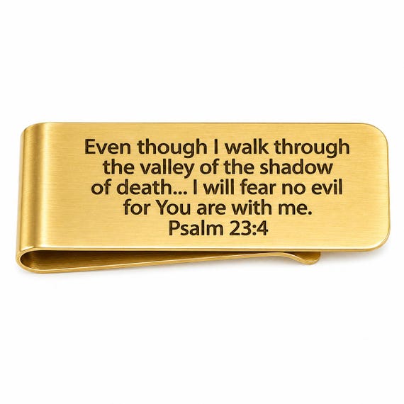 Psalm 23 4 Goldtone Stainless Money Clip