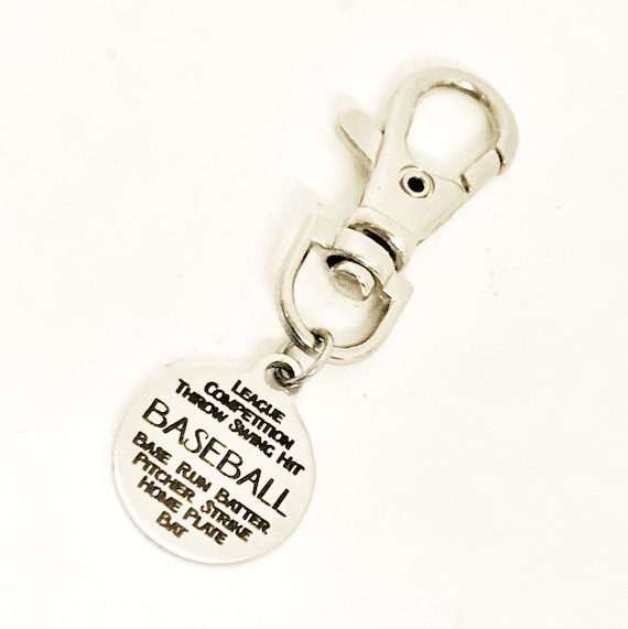 Baseball Bag Charm, Baseball Gift, Baseball Bag Clip, Baseball Mom Gift, Baseball Player Gift, Team Gifts, Baseball Words Charm, Bag Charm
