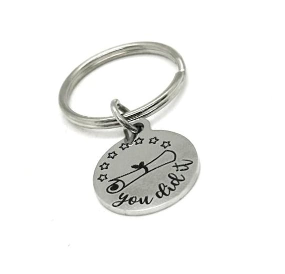 You Did It Graduation Keychain Graduate Gift Stainless Steel Engraved Charm Keyring Congrats Grad