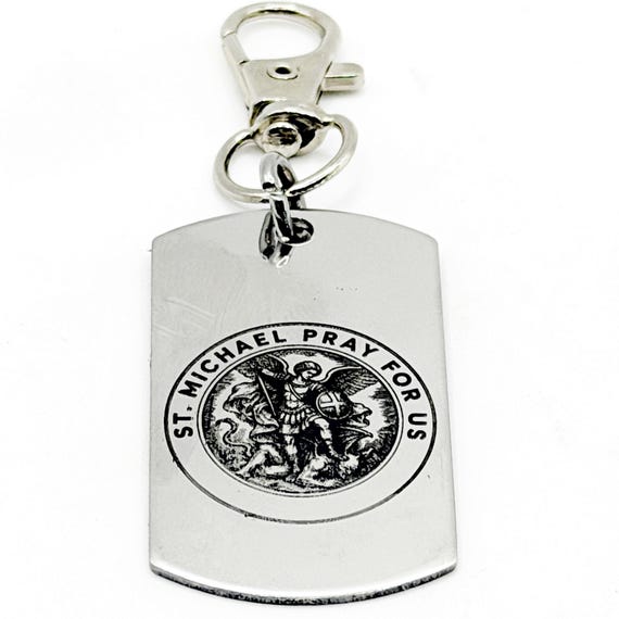 Saint Michael Prayer Clip On Dog Tag Charm