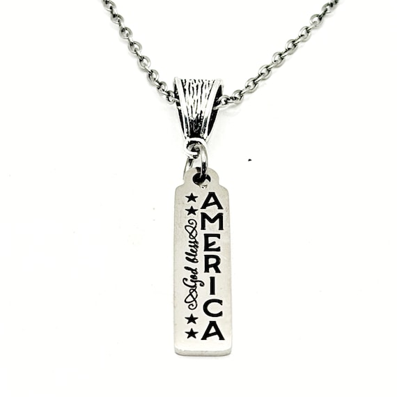 God Bless America Patriotic Bar Necklace