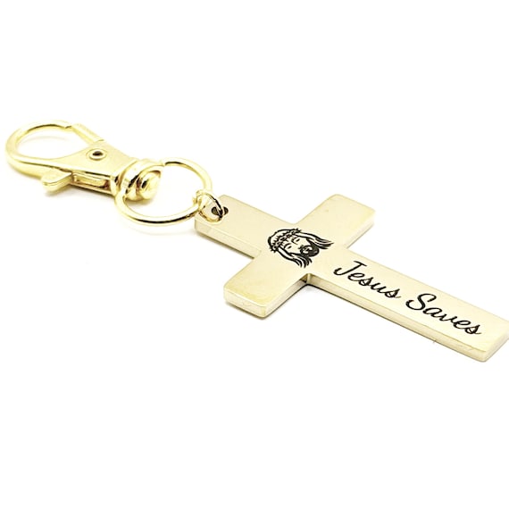 Jesus Saves Gold-Plated Cross Clip On Charm