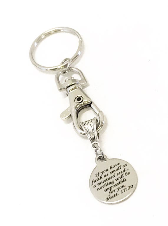 Scripture Gifts, Mustard Seed Bible Verse Gifts, Matthew 17 20 Gifts, Scripture Keychain, Baptism Gifts, Christian Keychain Gifts