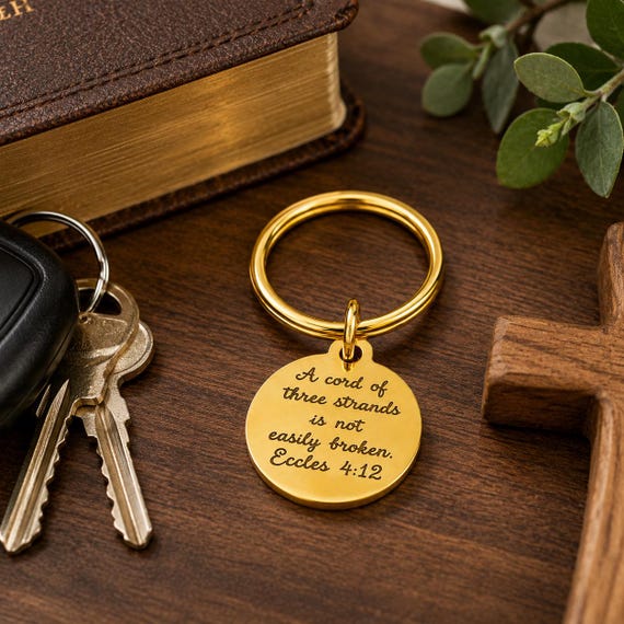 Cord Of Three Strands Goldtone Simple Keychain