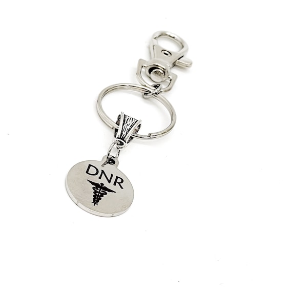 DNR Charm Keychain, Medical Awareness Gifts, Medical Decision Notice, Clip On Keychain, Medical Caduceus Symbol, My Choices Notice