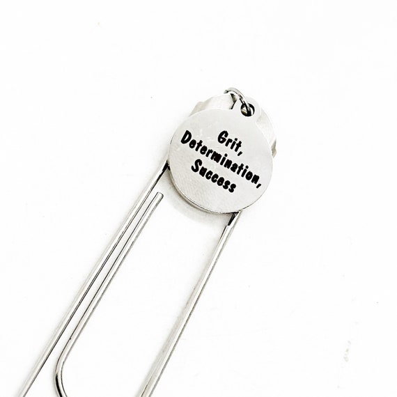 Grit Determination Success Charm Bookmark, Planner Bookmark, Encourage, Motivation, Graduation Gift, New Job, Entrepreneur, Reader Gift