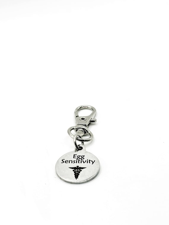 Egg Sensitivity Medical Alert Clip On Charm Stainless Steel Allergy Identification Lobster Clasp Charm