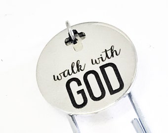 Planner Clip, Walk With GOD Bookmark, Christian Planner Bookmark, Journal Bookmark,  Reader Gift Bookmark, Planner Charm Accessories