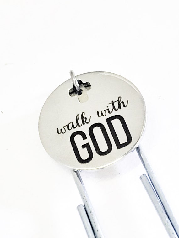Planner Clip, Walk With GOD Bookmark, Christian Planner Bookmark, Journal Bookmark,  Reader Gift Bookmark, Planner Charm Accessories