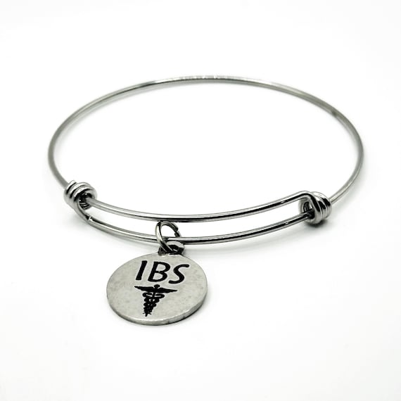 IBS Medical Condition Charm Bracelet Stainless Steel Expanding Bangle Digestive Health Awareness Jewelry