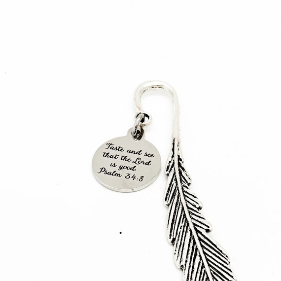Taste And See That The Lord Is Good Charm Feather Bookmark, Christian Cook Gift, Cookbook Bookmark, Faith Gift, Church Cook Gift, Wife Gift