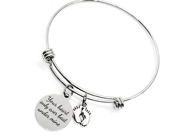 Baby Loss Gift Miscarriage Gift Your Heart Only Ever Beat Under Mine Bangle Miscarriage Memorial Pregnancy Loss Gift Memorial Gift 