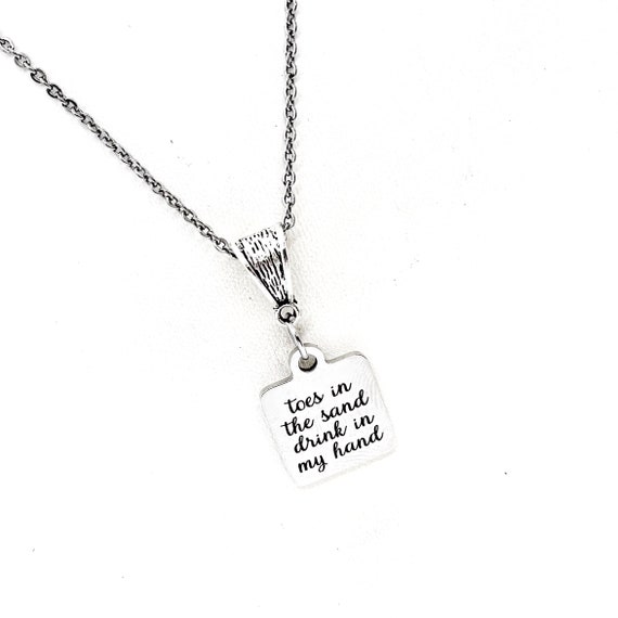 Beach Lover Gift, Toes In The Sand Drink In My Hand Necklace, Girls Trip Gifts, Girls Weekend, Girlfriend Gifts, Gift For Her, Wife Gift