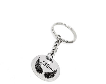 Regalo conmemorativo para mamá, llavero con alas de ángel para mamá, recordando a mamá, mamá es mi ángel, recuerdos de mamá, llavero por la pérdida de mamá