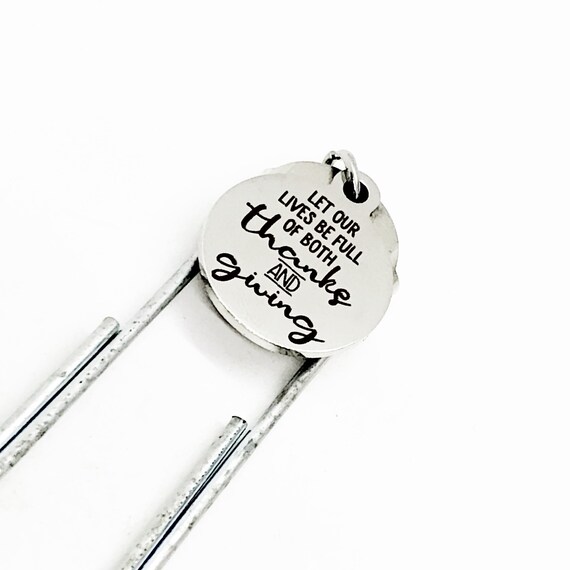 Let Our Lives Be Full Of Both Thanks And Giving Bookmark, Thanksgiving Bookmark, Thankful Gift, Charm Bookmark, Giving Thanks