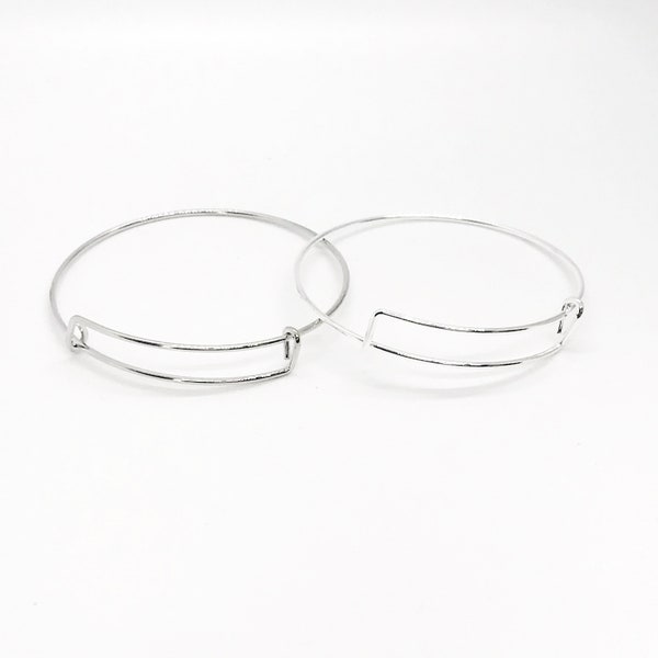 Expanding Bangle Charm Bracelet, Silvertone Charm Bracelet, 65mm Expanding Bracelet, Silvertone, 1, 5, 10, 25, 50, 100 Bulk