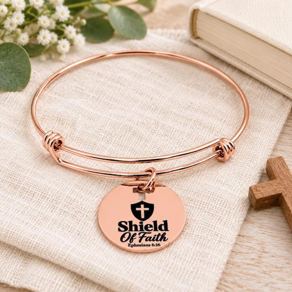 Shield Of Faith Rose Goldtone Charm Bracelet