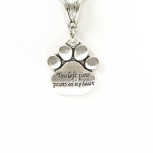 You Left Paw Prints on My Heart Pet Memorial Necklace, Dog Remembrance Jewelry, Pet Remembrance, Dog Memorial Jewelry, Dog Sympathy Gift