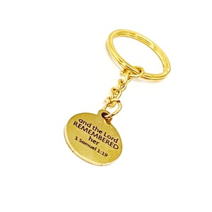 And The Lord Remembered Her 1 Samuel 1 19 Goldtone Charm Keychain, Trying To Conceive, Conception Prayer, Infertility, Praying For Baby