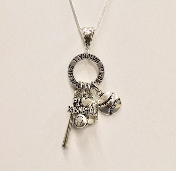 Baseball Pendant on Silver Chain, I Love Baseball, Baseball Mom, Mothers Day Gift, Gift For Her, Baseball Mama, Girlfriend Gift