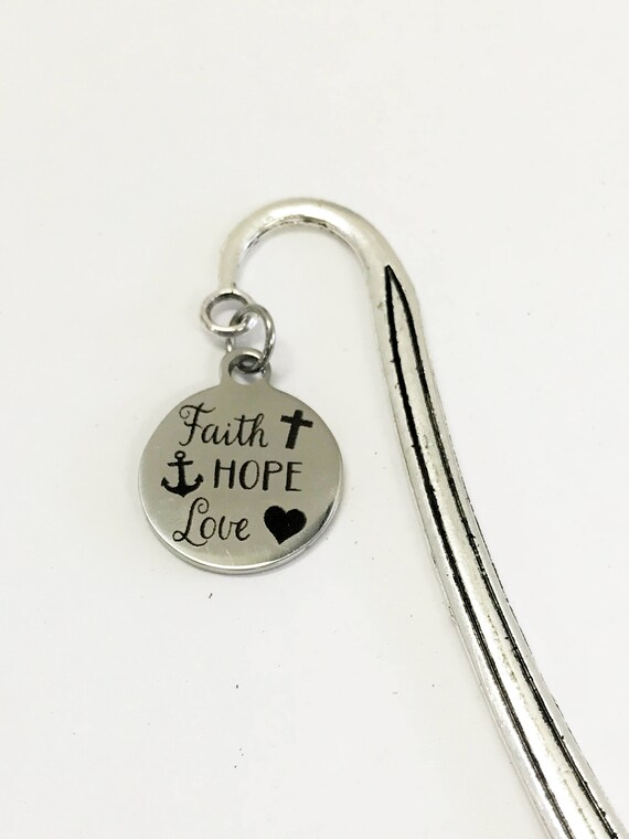 Faith Hope Love Bookmark, Reader Gifts, Bible Bookmark, Planner Accessories, Stocking Stuffers, Planner Bookmark, Christian Bookmark Gift