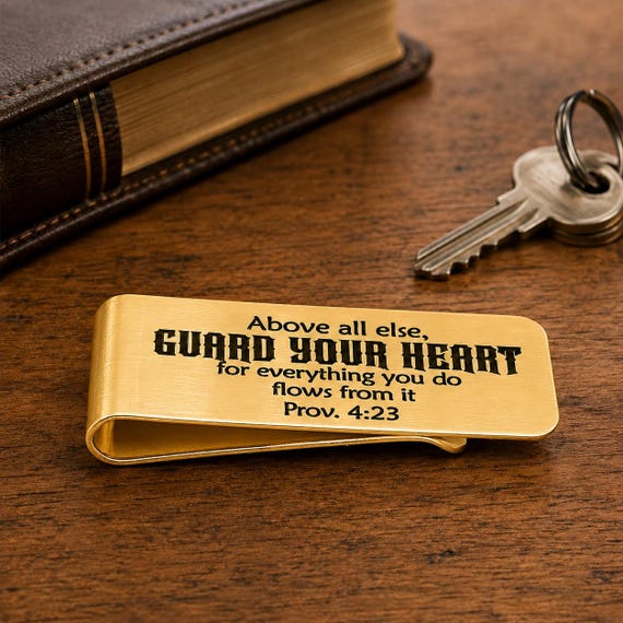 Guard Your Heart Scripture Goldtone Money Clip
