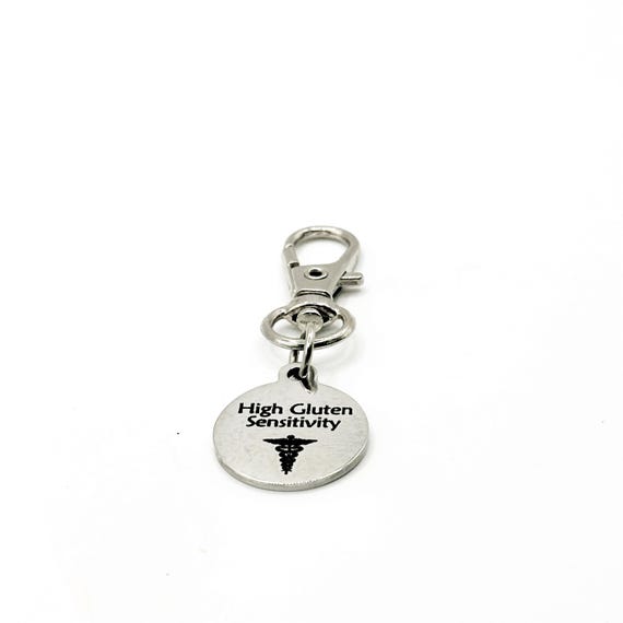 High Gluten Sensitivity Medical Alert Clip On Charm Stainless Steel Allergy Identification Lobster Clasp Charm