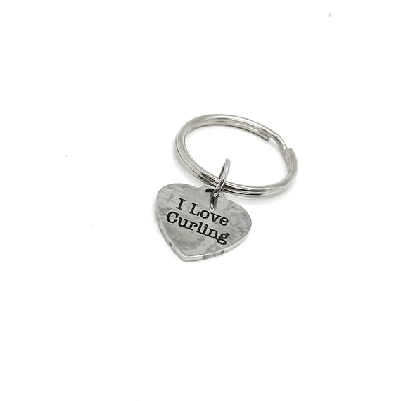 I Love Curling Charm Key Chain, Curling Lover, Athlete Gift, Sports Gifts, Gift For Her, Gift For Him, Watching Curling, Son, Daughter