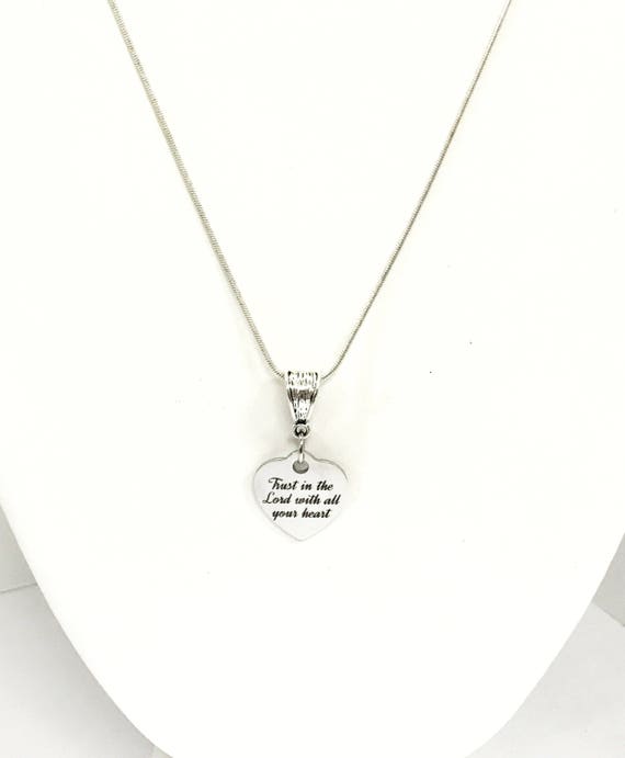 Trust In The Lord With All Your Heart Necklace, Christian Jewelry Gift, Christian Gifts, Daughter Jewelry, Baptism Gift, Confirmation Gift