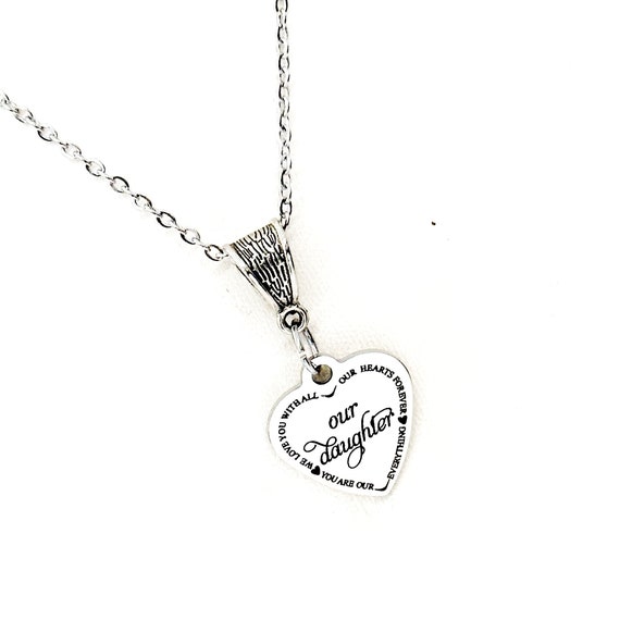 Daughter Necklace, To Our Daughter, We Love You With All Our Hearts Forever, You Are Our Everything, Graduation Gift, Going To College Gift