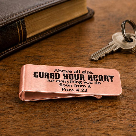 Guard Your Heart Rose Goldtone Money Clip