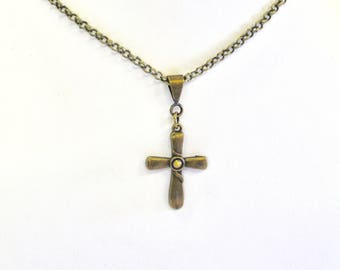 Antique Brass Cross Mustard Seed Necklace, Luke 17:6 Bible Verse Jewelry, Bible Verse Gift For Her, Faith Jewelry Graduation Gift