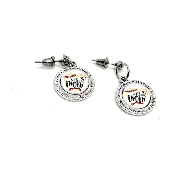 Softball Mom Charm Earrings, Softball Mom Gifts, Wife, My Daughter Is A Baller, My Favorite Player, Team Moms, Moms Group, Gift For Her