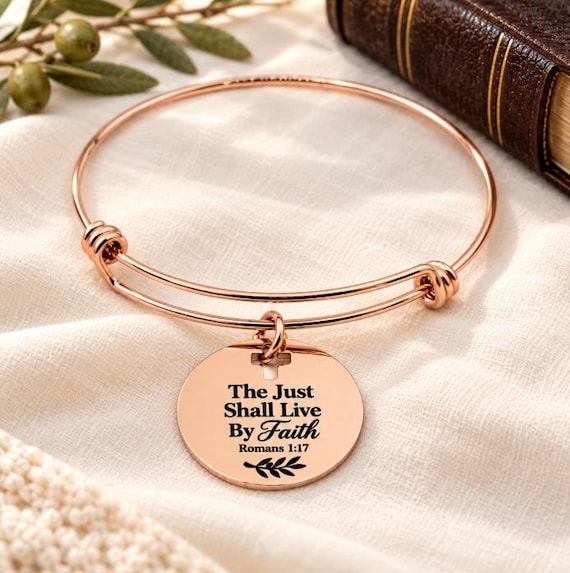 The Just Shall Live By Faith Rose Goldtone Bracelet