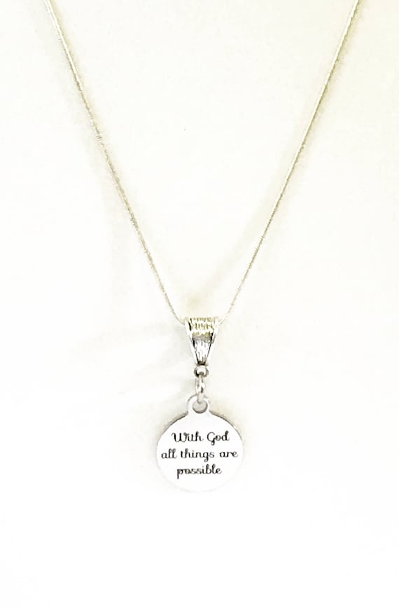 With God All Things Are Possible Necklace, Mark 10:27 Scripture Jewelry Gift, Encouragement Gift, Motivation Gift for Her, Daughter Jewelry