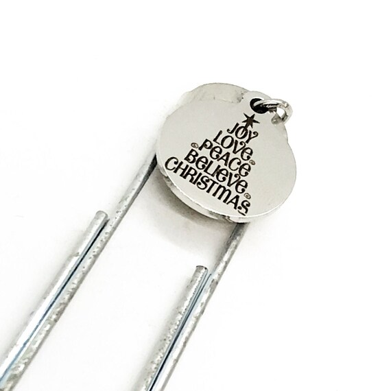 Christmas Bookmark,  Joy Love Peace Believe Christmas Bookmark,  Planner Bookmark, Christmas Gift Exchange, Christmas Words Tree