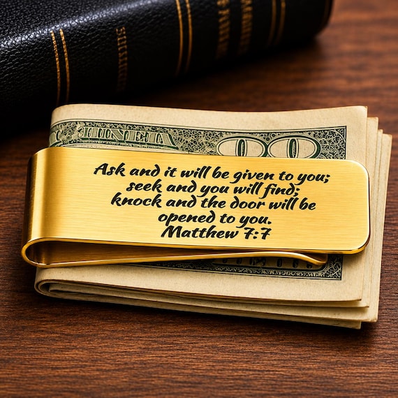 Ask Seek Knock Matthew 7 7 Goldtone Money Clip