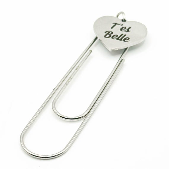 T'es Belle Bookmark Stainless Steel Paperclip Heart Engraved Faith Gift For Her Christian Encouragement Bookmark Gift