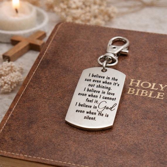I Believe In God Clip On Charm Faith Inspirational Stainless Steel Engraved Charm Christian Gift Encouragement Accessory