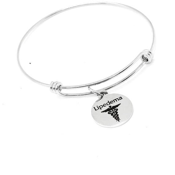 Lipedema Awareness Bracelet Stainless Steel Adjustable Bangle With 19mm Round Charm Medical Jewelry Support Gift For Women And Men