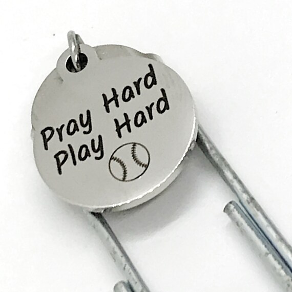 Bookmark Gift, Pray Hard Play Hard Bookmark, Christian Baseball Player Gift, Student Athlete Gift, Baseball Charm Bookmark, Team Gifts
