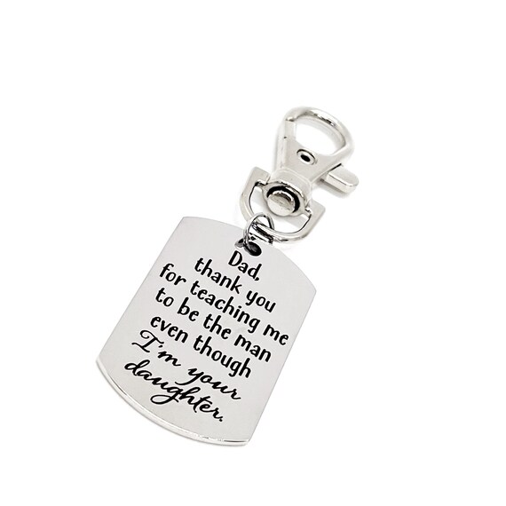 Dad Gift, Thank You Dad Clip On Dog Tag Charm, To Dad From Daughter, Thanks Dad, For Teaching Me, Wedding Gift For Dad, Moving Away Gift
