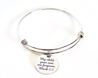 My Child Your Sins Are Forgiven Mark 2:5 Expanding Bangle Charm