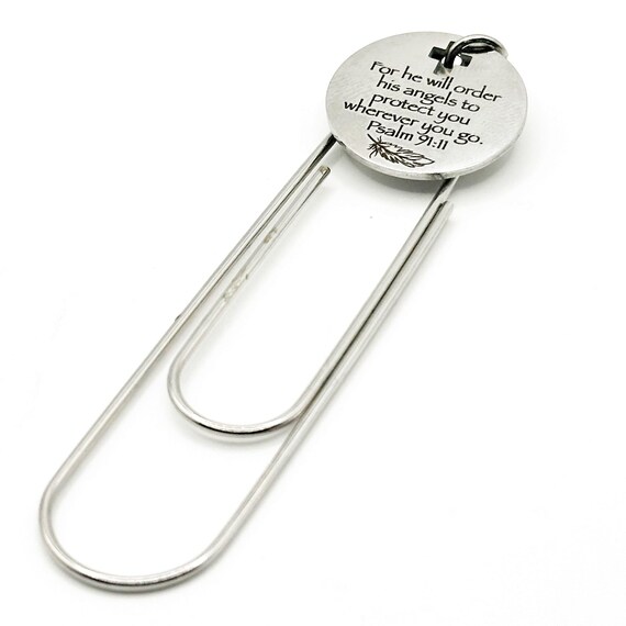 Psalm 91 11 Bookmark Stainless Steel Paperclip Christian Bookmark Angel Protection Scripture Faith Gift For Readers